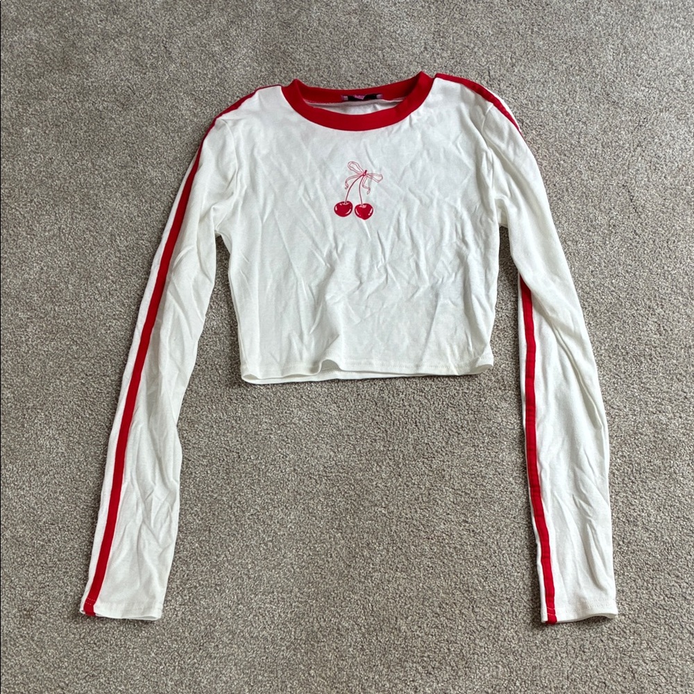 Edikted White Tee with Red Cherrys